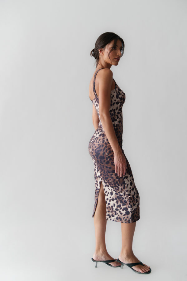 Midi Leopard Dress With Straps - Image 3