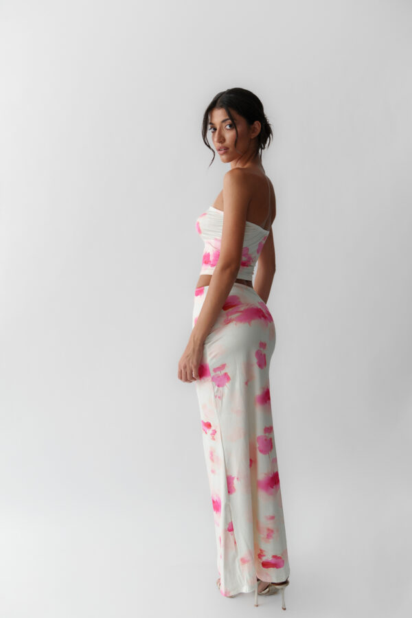 Maxi Skirt And Strapless Top Set With Decorated Flowers - Image 4