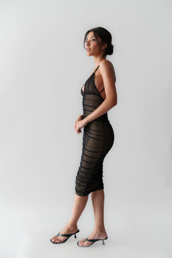 Midi Lace Dress Tied Neck With Inner Lining - Image 3