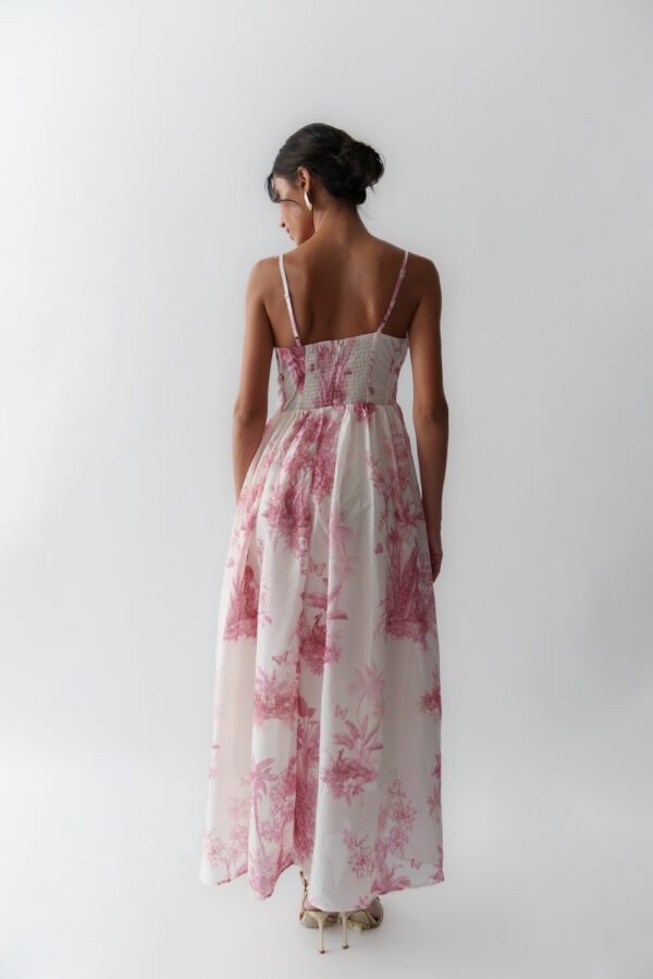 Maxi Dress With Straps, Corset Effect And Floral Print - Image 5