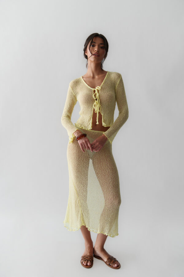 MIMOSA Sheer Midi Skirt-Butter Yellow