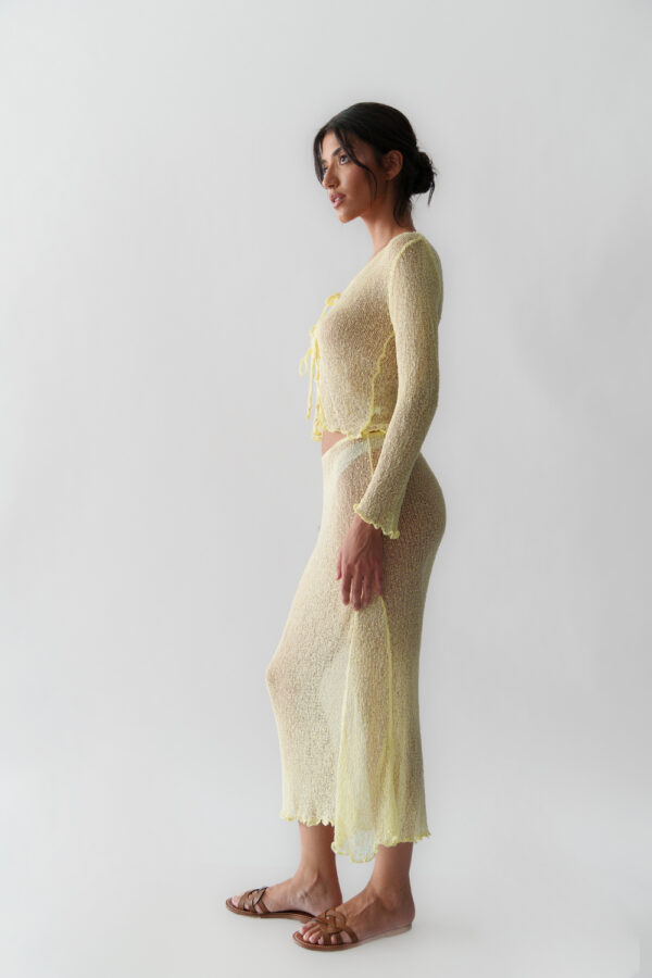 MIMOSA Sheer Midi Skirt-Butter Yellow - Image 2