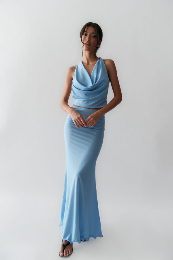 Maxi Skirt And Top Set Draped At The Chest And Open Back - Image 2