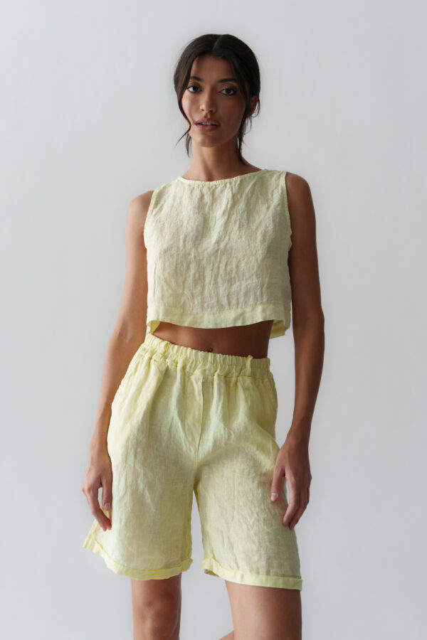 Linen Sleeveless Top-Butter Yellow