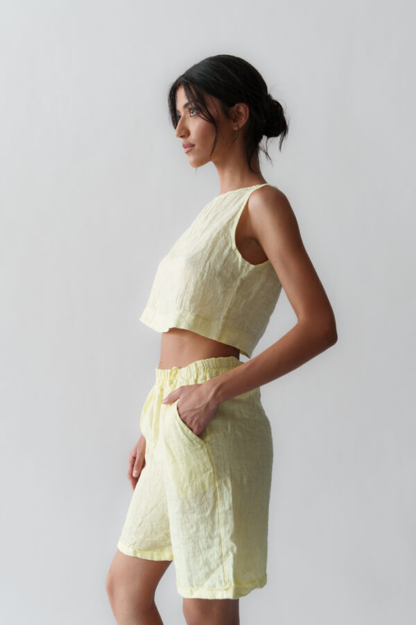 Linen Sleeveless Top-Butter Yellow - Image 2