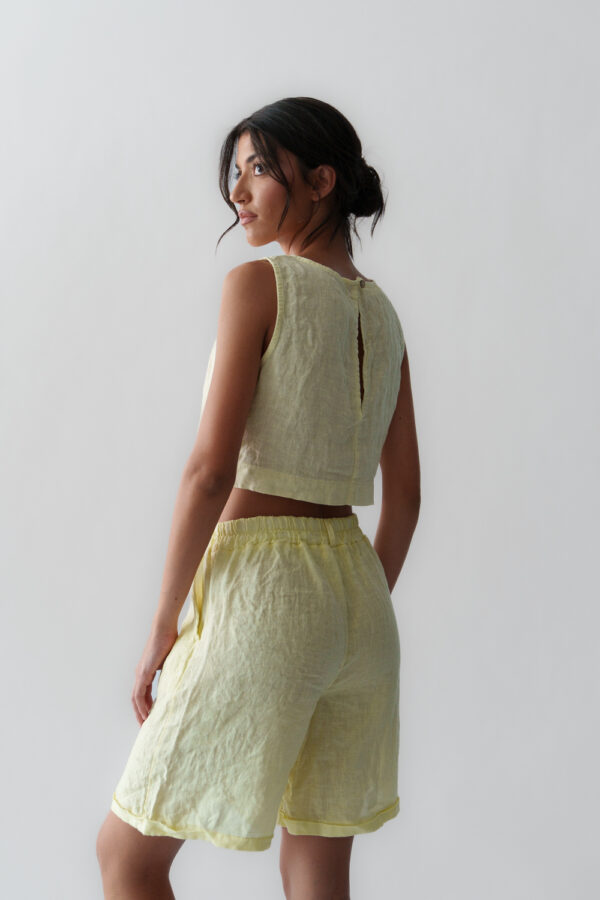 Linen Sleeveless Top-Butter Yellow - Image 3