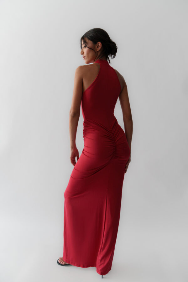 Maxi Fitted Dress With Tie Neck - Image 4