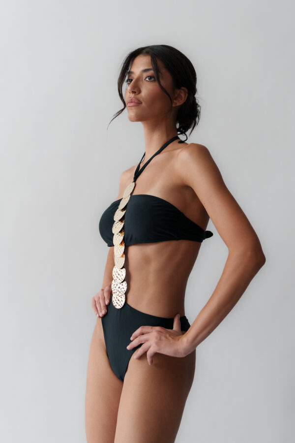One-piece Swimsuit With Gold Details And Pareo-Skirt Set - Image 4