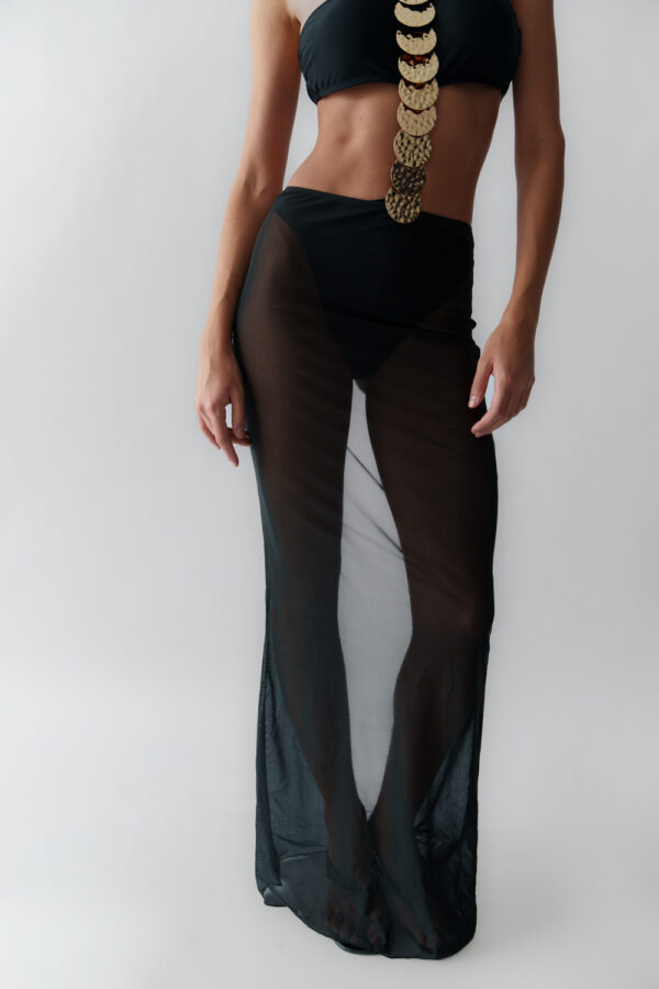 One-piece Swimsuit With Gold Details And Pareo-Skirt Set - Image 6
