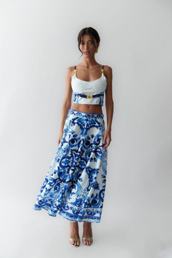 Σετ Maxi Φούστα Με Crop Top Και Διακοσμημένες Χρυσές Λεπτομέρειες - Image 2