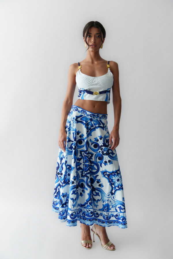 Σετ Maxi Φούστα Με Crop Top Και Διακοσμημένες Χρυσές Λεπτομέρειες - Image 3