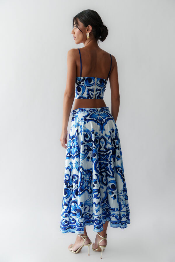 Σετ Maxi Φούστα Με Crop Top Και Διακοσμημένες Χρυσές Λεπτομέρειες - Image 6